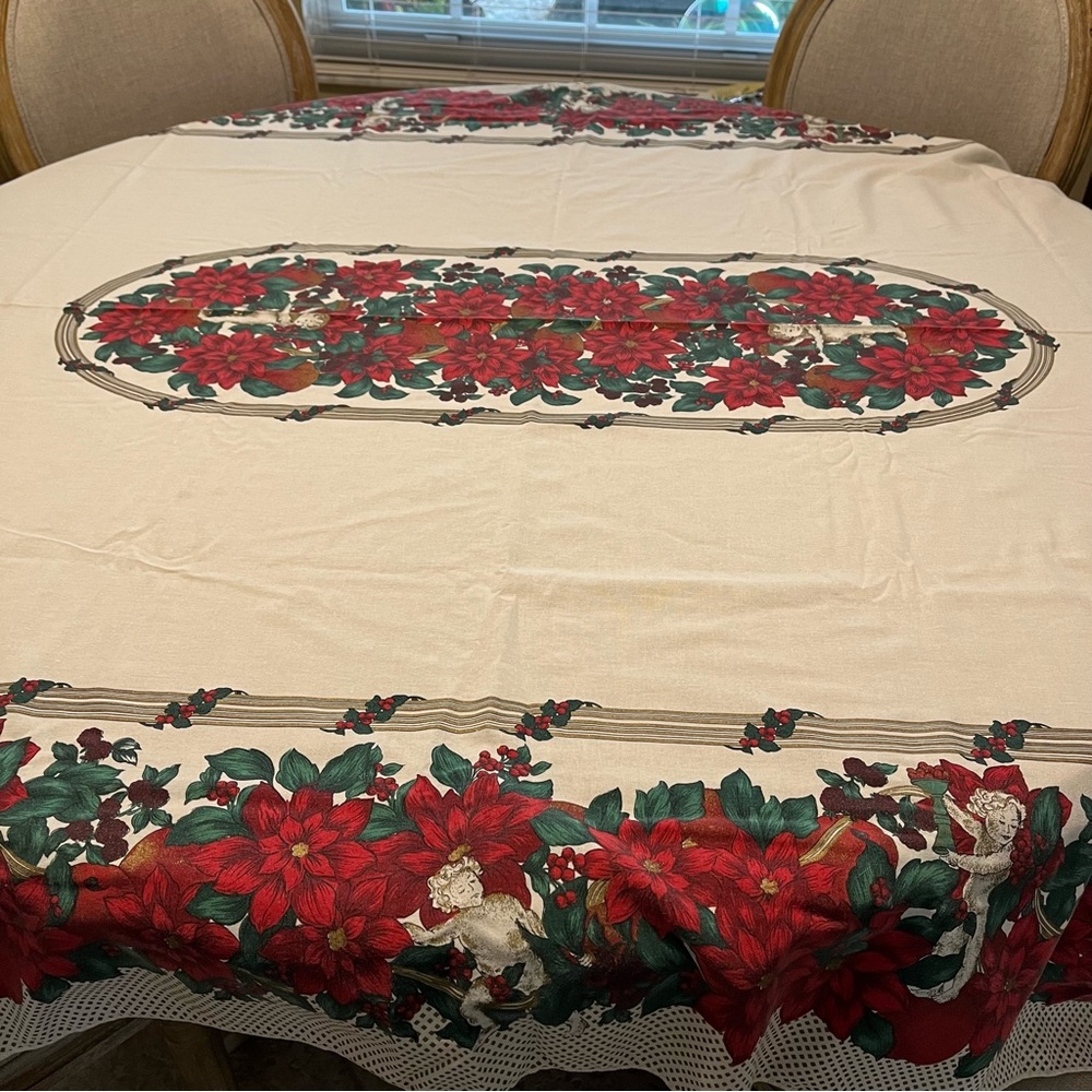 Festive and Elegant Poinsettia Tablecloth Rectangular 80x59